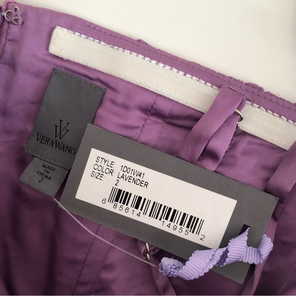 Vera Wang pleated bodice purple evening gown